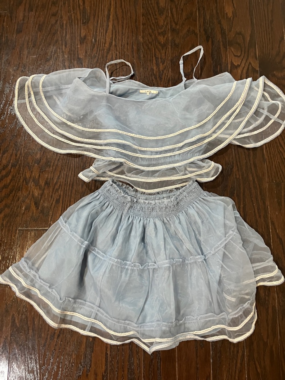 Tularosa Light Blue Ruffled Two-Piece Girls Dress Set